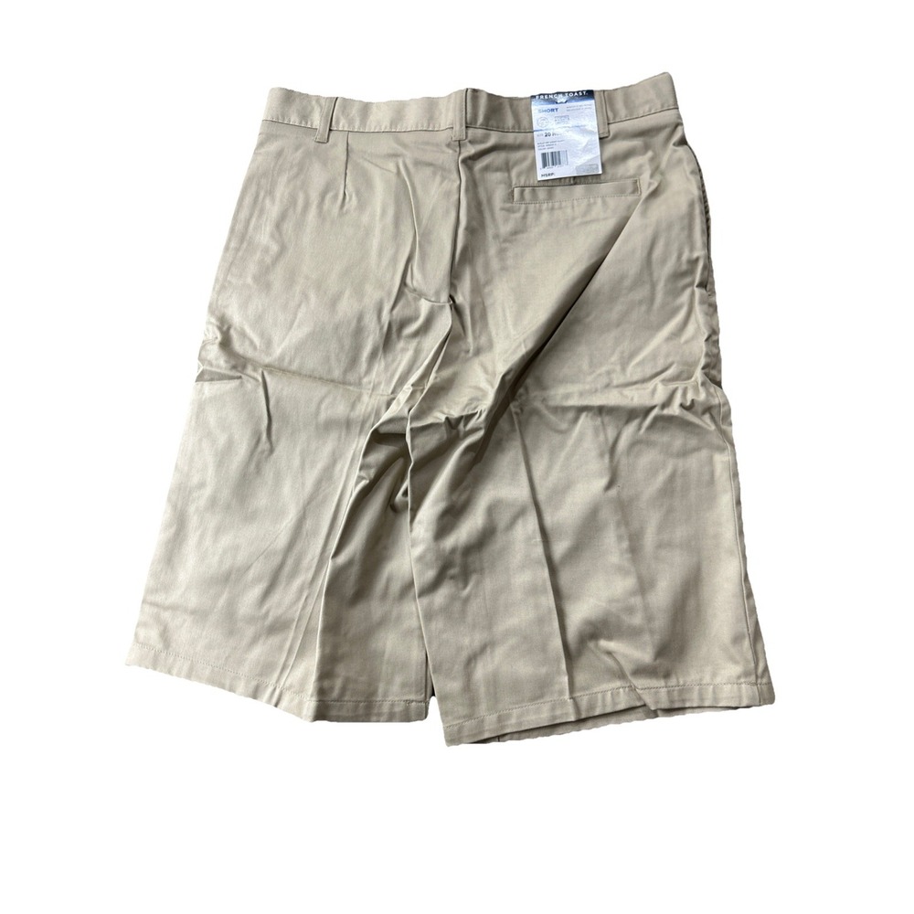 French Toast Boys Khaki Shorts 20 Husky Flat Front School Uniform SH9200 G Beige